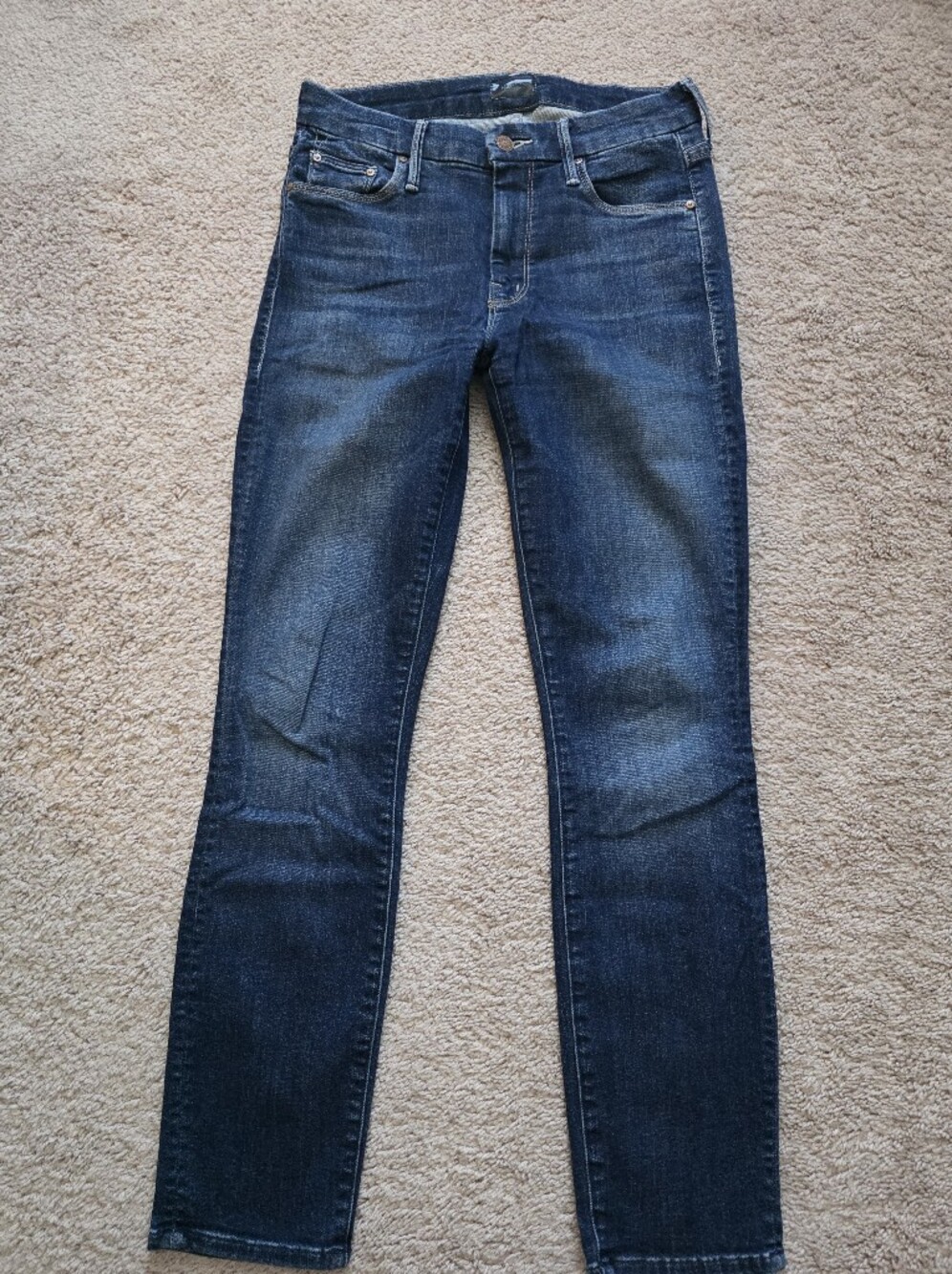 MOTHER Denim The Looker Crop In Here Kitty Kitty Dark Wash Jeans 25